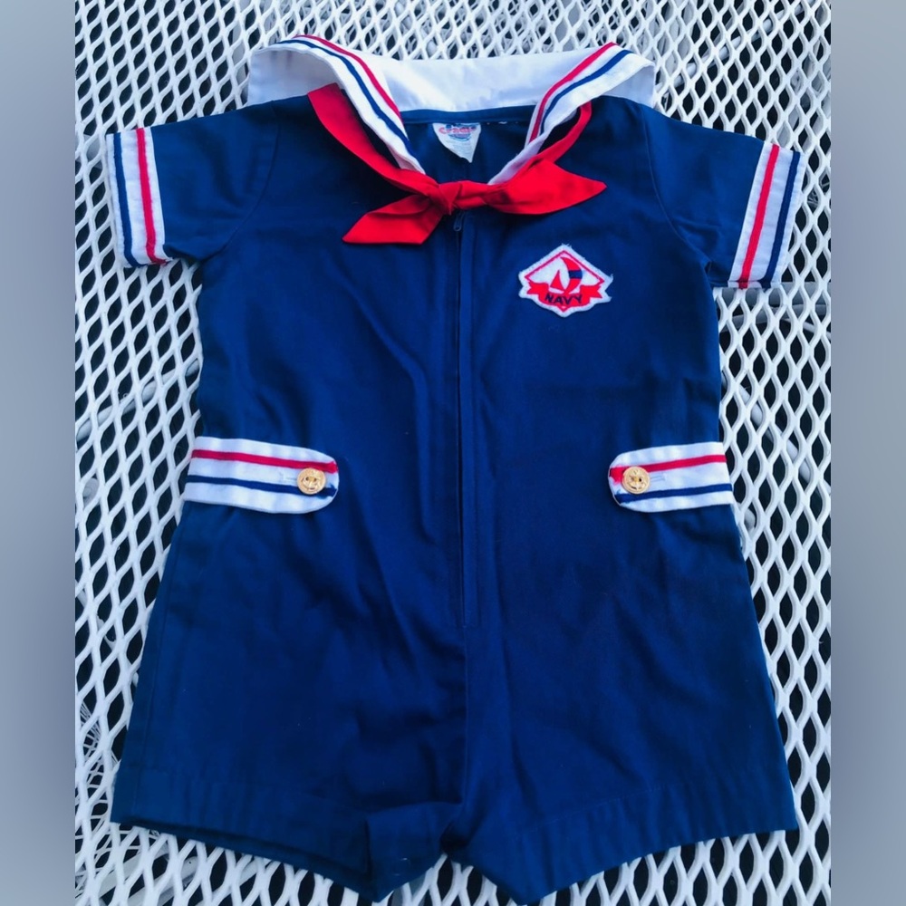 VTG 80’s BABY SAILOR SUIT ONZIE ~ SIZE 24 MONTHS ⚓️🛟⚓️